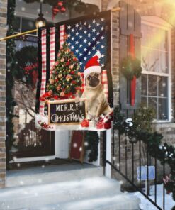 Merry Christmas Pug Flag