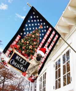merry christmas pug flag 7287