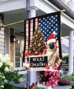 merry christmas pug flag 8976