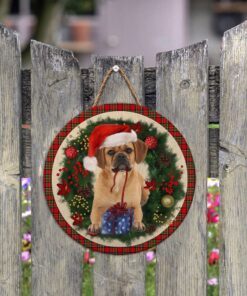 merry christmas puggle wooden door sign trl1456wdv20 1779