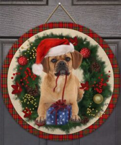 merry christmas puggle wooden door sign trl1456wdv20 4046