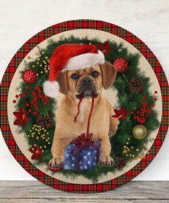 merry christmas puggle wooden door sign trl1456wdv20 4094