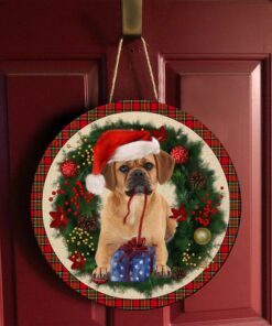 merry christmas puggle wooden door sign trl1456wdv20 5552
