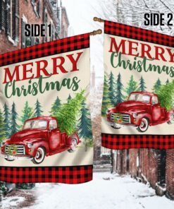 merry christmas red truck flag trl1335f 3581