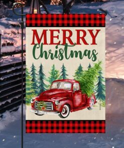 merry christmas red truck flag trl1335f 4208