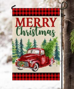 merry christmas red truck flag trl1335f 8461
