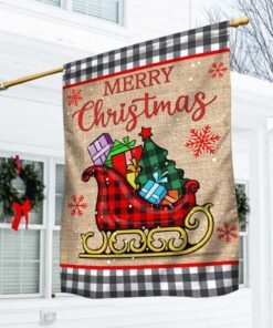 Merry Christmas Santa Sleigh Flag LNT629F