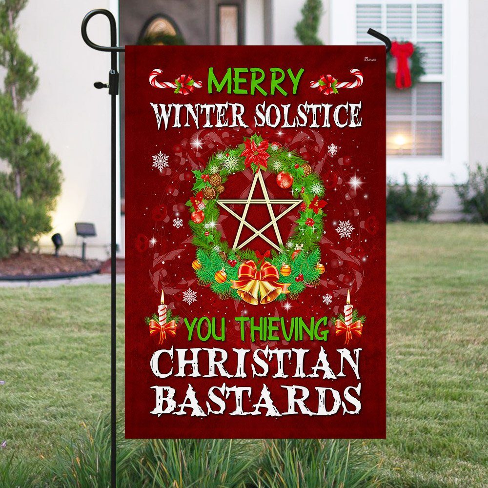 Merry Winter Solstice You Thieving Christian Bastards Christmas Flag BNN570F - Image 3