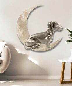 metal dachshund on the moon hanging metal sign qnk1014ms 6714