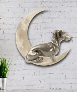 metal dachshund on the moon hanging metal sign qnk1014ms 7625