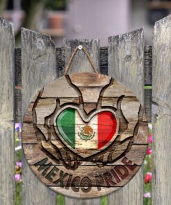 mexico pride round wooden sign love heart lnt370wd 5091