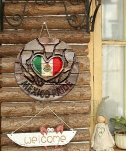 mexico pride round wooden sign love heart lnt370wd 6522