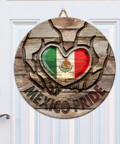 mexico pride round wooden sign love heart lnt370wd 8336