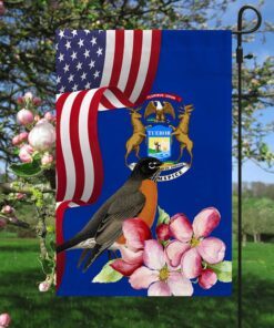 Michigan State Robin Bird and Apple Blossom Flower Flag MLN1141Fv13