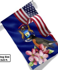 michigan state robin bird and apple blossom flower flag mln1141fv13 3772