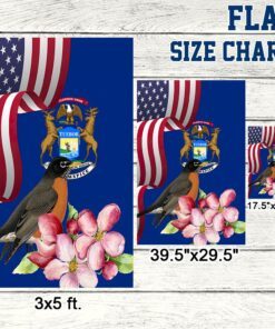 michigan state robin bird and apple blossom flower flag mln1141fv13 7715
