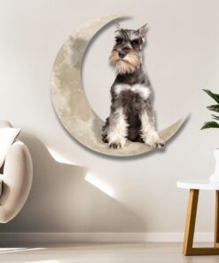 miniature schnauzer dog and moon hanging metal sign qnk879msv15a 1393