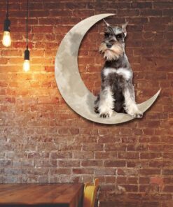 Miniature Schnauzer Dog And Moon Hanging Metal Sign QNK879MSv15a