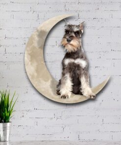 miniature schnauzer dog and moon hanging metal sign qnk879msv15a 8656