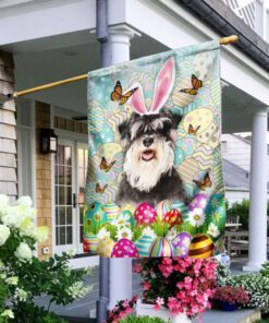 Miniature Schnauzer Happy Easter Flag