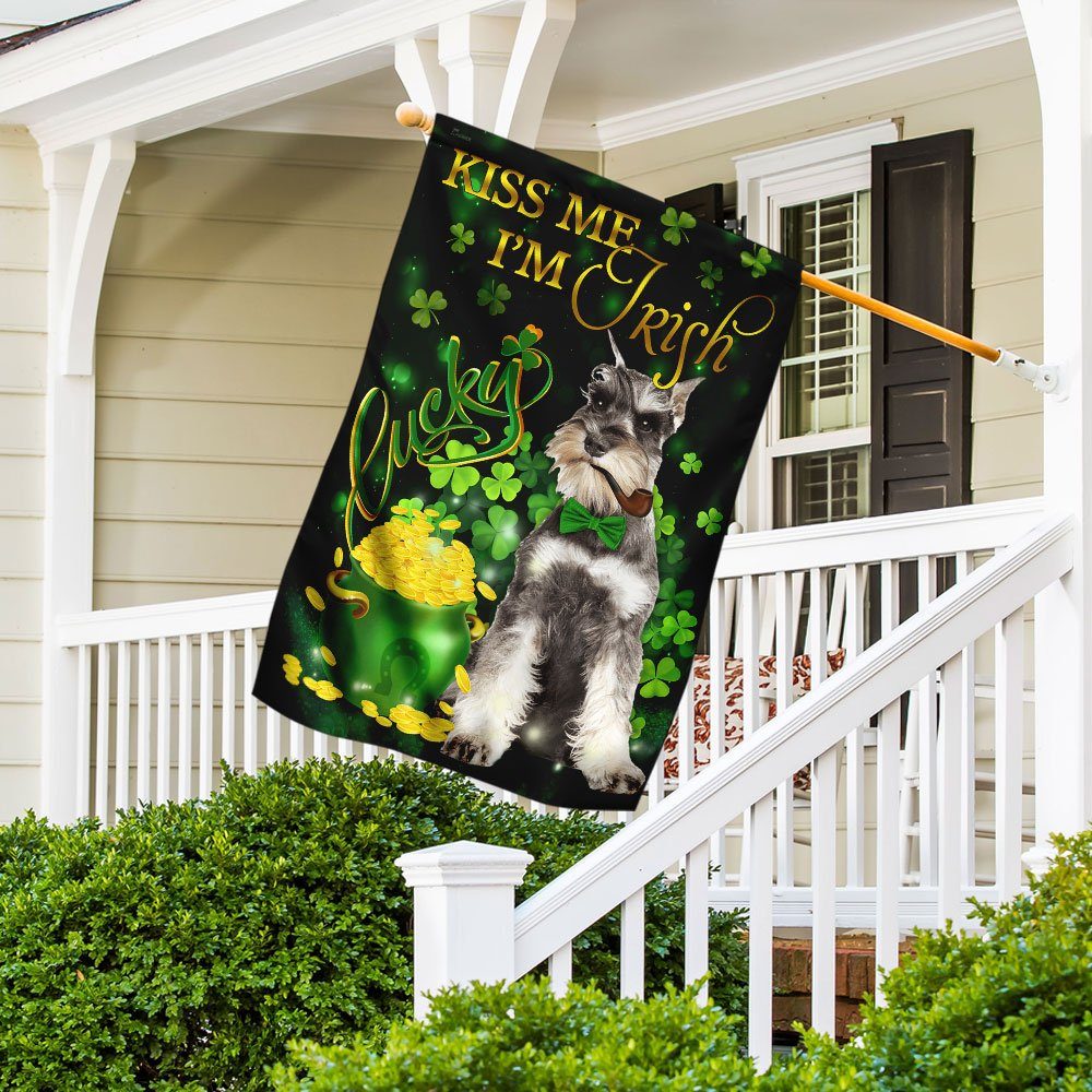 Miniature Schnauzer Kiss Me I'm Irish St. Patrick's Day Flag - Image 5