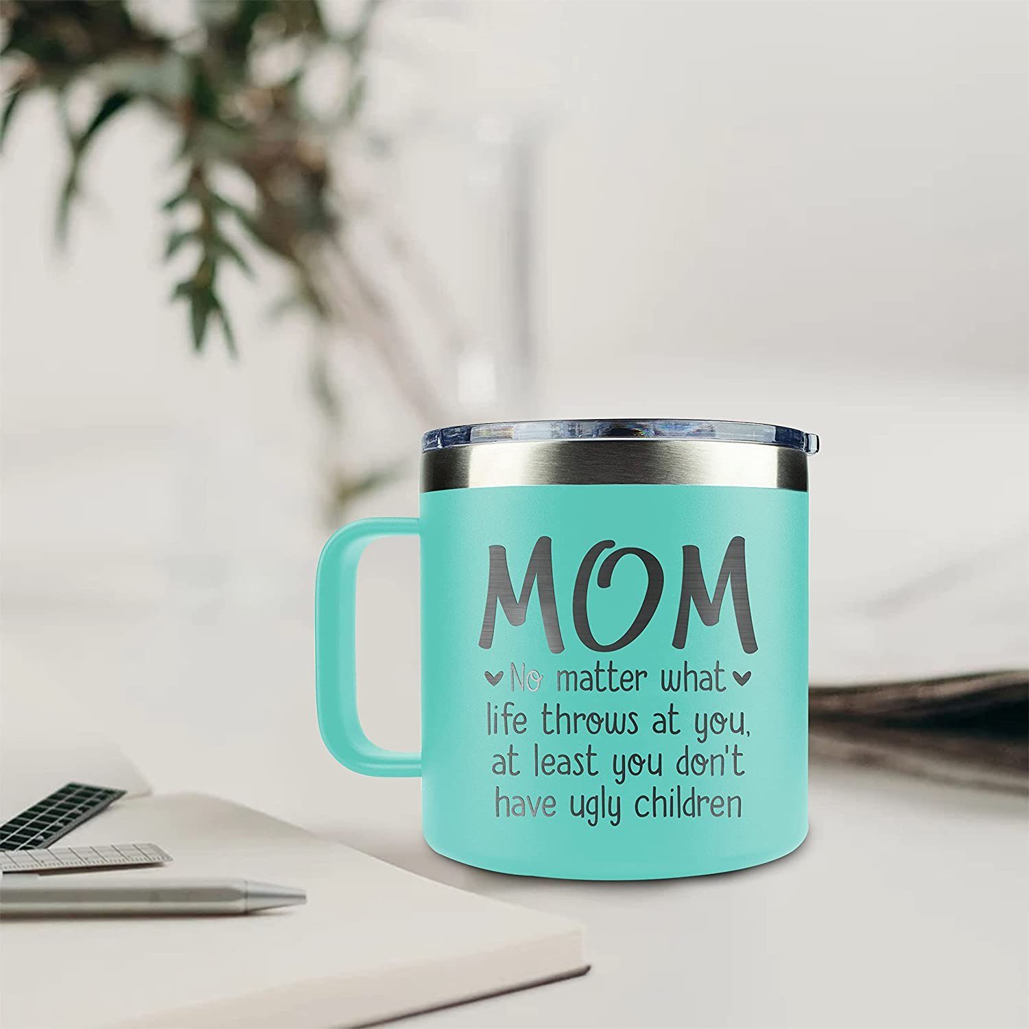 Mom Gifts - Gifts for Mom from Daughter Son Kid - Christmas Gifts for Mom from Daughter, Son, Kids - Mom Mug Coffee - Mom Birthday Gifts - Present for Mother 14 oz Mug, Mint - Image 2
