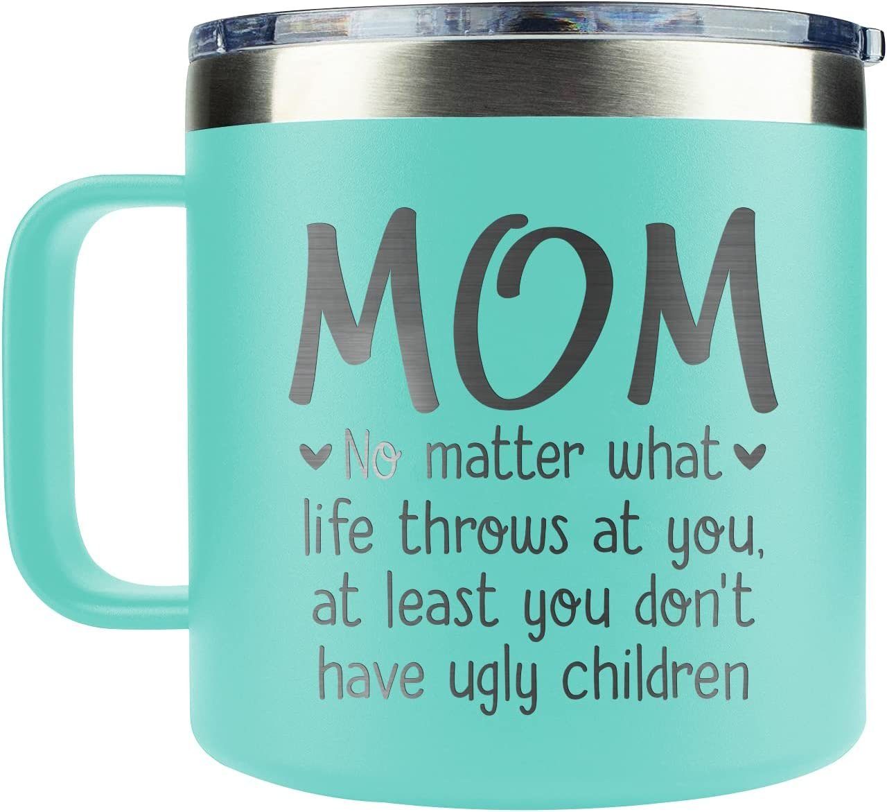 Mom Gifts - Gifts for Mom from Daughter Son Kid - Christmas Gifts for Mom from Daughter, Son, Kids - Mom Mug Coffee - Mom Birthday Gifts - Present for Mother 14 oz Mug, Mint