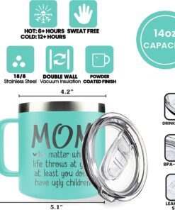 mom gifts gifts for mom from daughter son kid christmas gifts for mom from daughter, son, kids mom mug coffee mom birthday gifts present for mother 14 oz mug, mint 7240