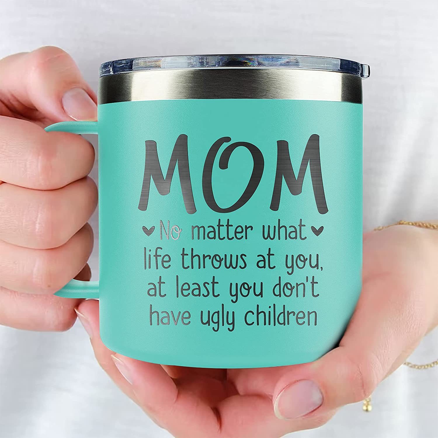 Mom Gifts - Gifts for Mom from Daughter Son Kid - Christmas Gifts for Mom from Daughter, Son, Kids - Mom Mug Coffee - Mom Birthday Gifts - Present for Mother 14 oz Mug, Mint - Image 4