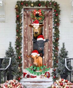 moo ry christmas cow door cover 5406