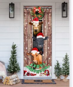 Moo-ry Christmas Cow Door Cover