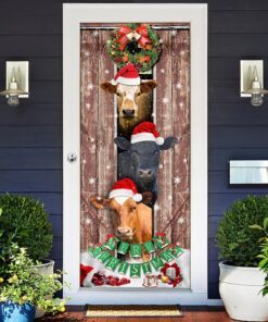 moo ry christmas cow door cover 7583