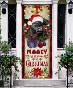 mooey christmas cattle farm door cover 4007