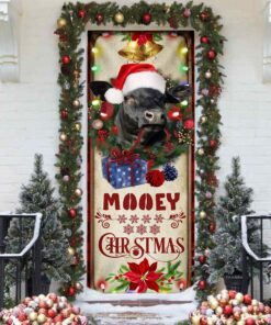 mooey christmas cattle farm door cover 4301