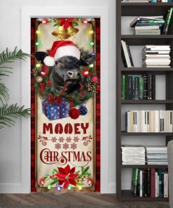 mooey christmas cattle farm door cover 7687