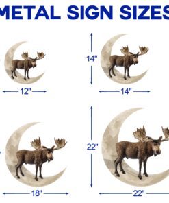 moose and moon hanging metal sign qnk1005msv6 6699