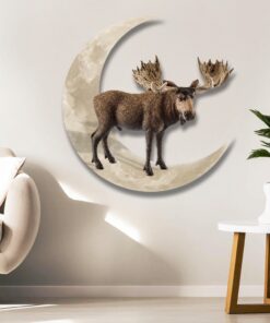 moose and moon hanging metal sign qnk1005msv6 7826