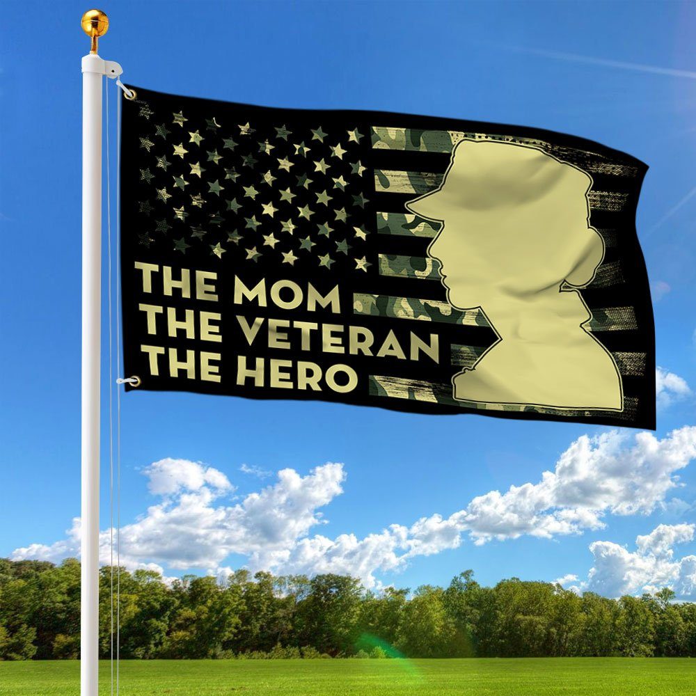 Mother's Day Gift Female Veteran Grommet Flag, The Mom The Veteran The Hero TQN01GF - Image 3