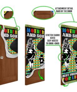 mother and son best friends for life. autism awareness door cover 1261