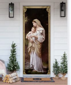Mother Mary And Jesus Door Cover