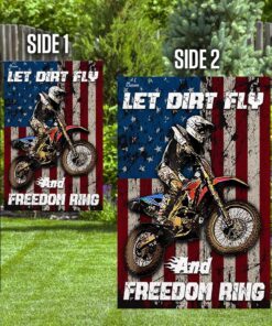 motocross let dirt fly and freedom ring flag 1611
