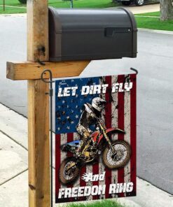motocross let dirt fly and freedom ring flag 2506
