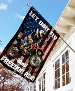 motocross let dirt fly and freedom ring flag 2548