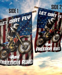 motocross let dirt fly and freedom ring flag 5336