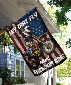 motocross let dirt fly and freedom ring flag 6279