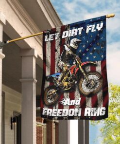 Motocross - Let Dirt Fly And Freedom Ring Flag