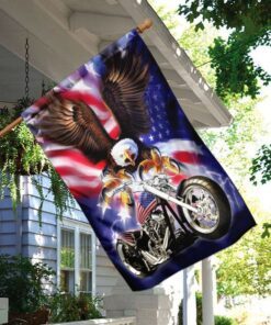 motorcyle. biker american eagle flag 5980