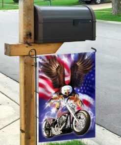 motorcyle. biker american eagle flag 7385