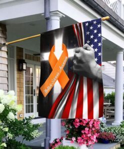 Multiple Sclerosis Awareness Ribbon Cross American Flag QNN528FV4
