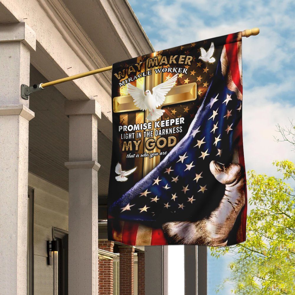 My God Way Maker Miracle Worker Christian Doves Flag